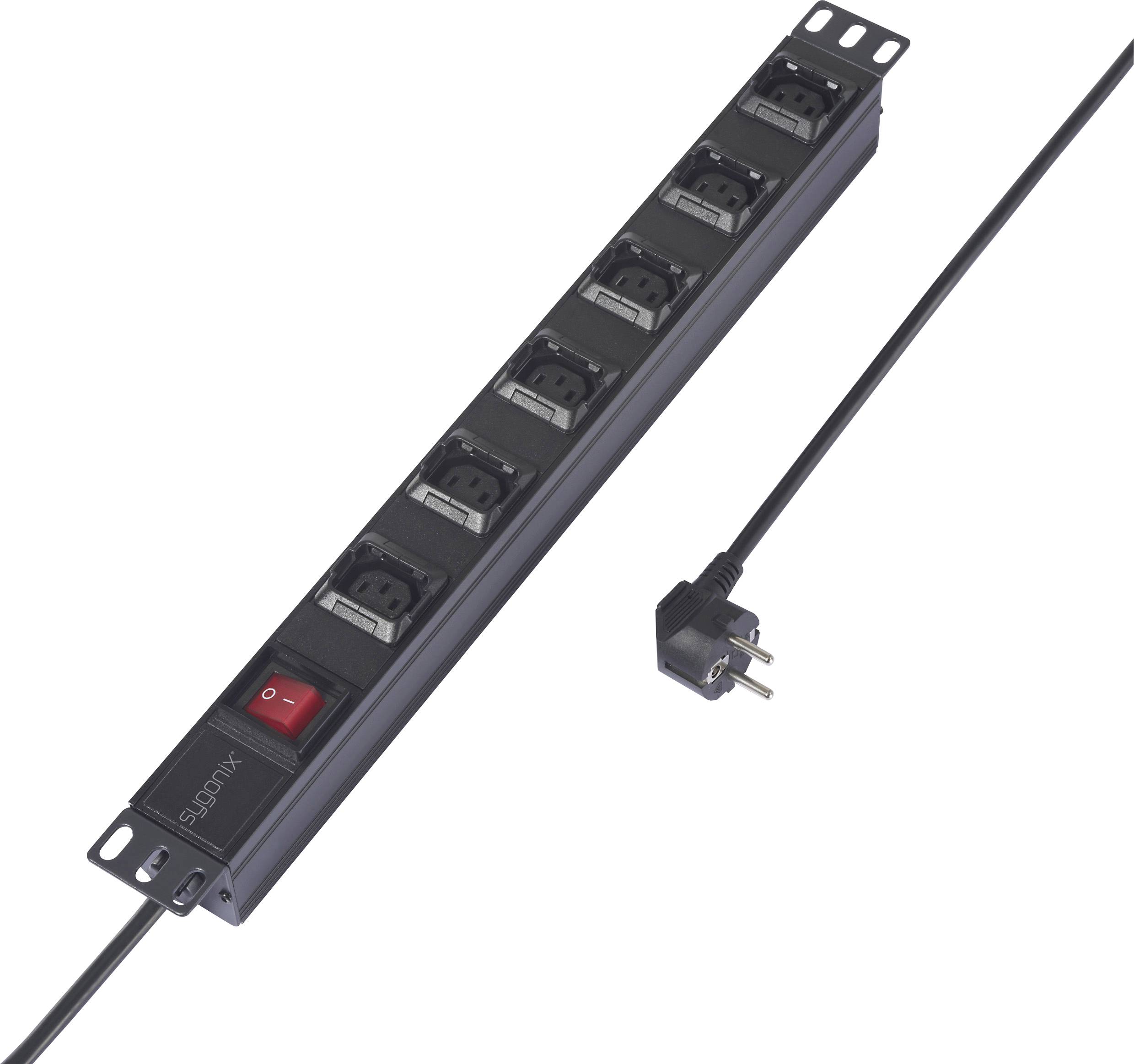 Sygonix SY-6736982 razdelnik - produzni kabl 19'' 2 m 230 V/AC crna sa prekidacem