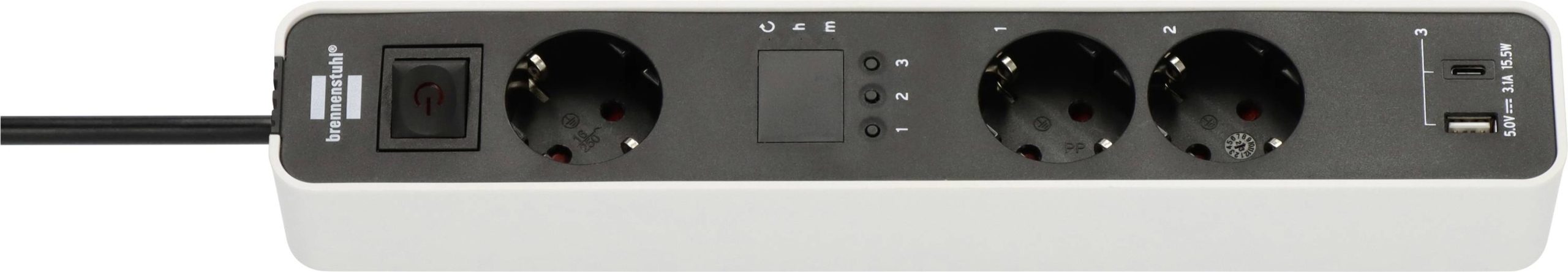 Brennenstuhl 1153230026 razdelnik - produzni kabl 1.5 m IP20 crna, bela