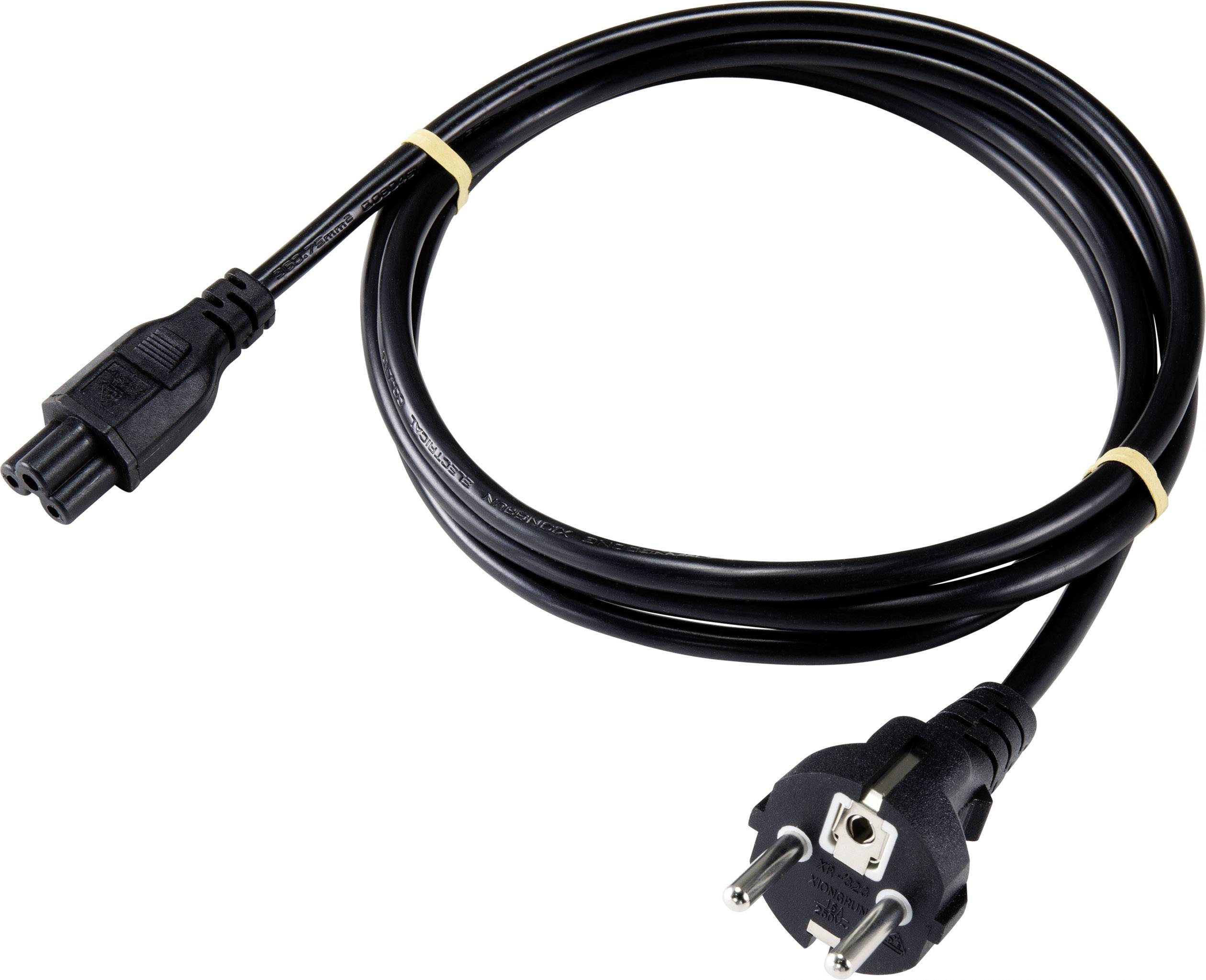 Sygonix SY-5042732 Napojni kabl 2.5 A 1.80 m H05VV-F 3G 0,75 mm2 230 V Schuko utikac crna