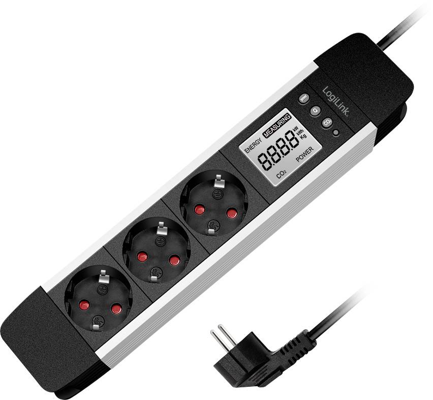 LogiLink LPS285 energijsko varcna uticnica 3x 1.40 m IP20 crna, srebrna