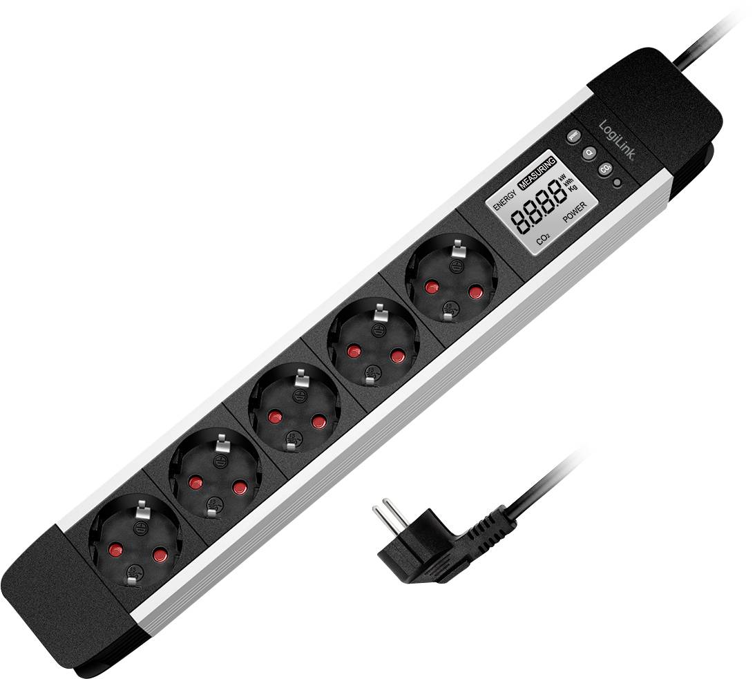 LogiLink LPS286 energijsko varcna uticnica 5x 1.40 m IP20 crna, srebrna