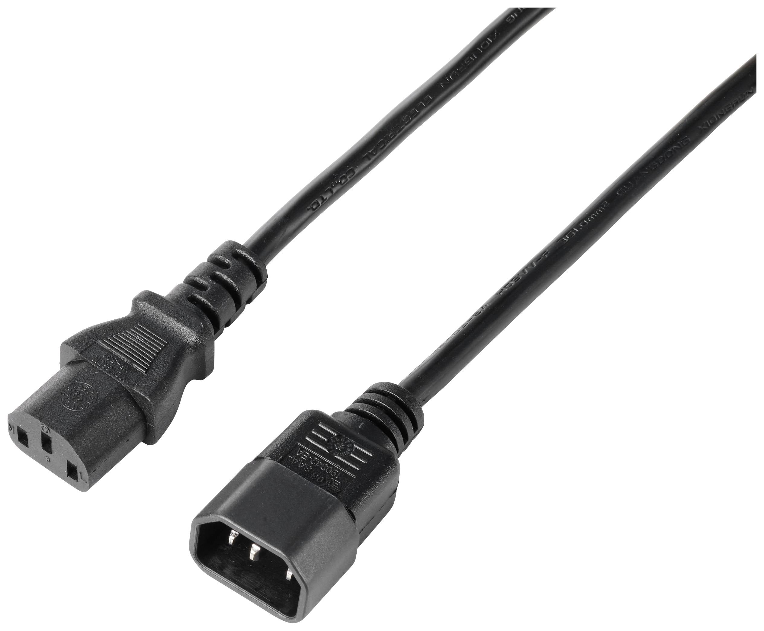 Sygonix SY-5243892 Prikljucni kabl za hladne uredjaje 10 A 3 m H05VV-F 3G 1,0 mm2 230 V IEC - IEC crna