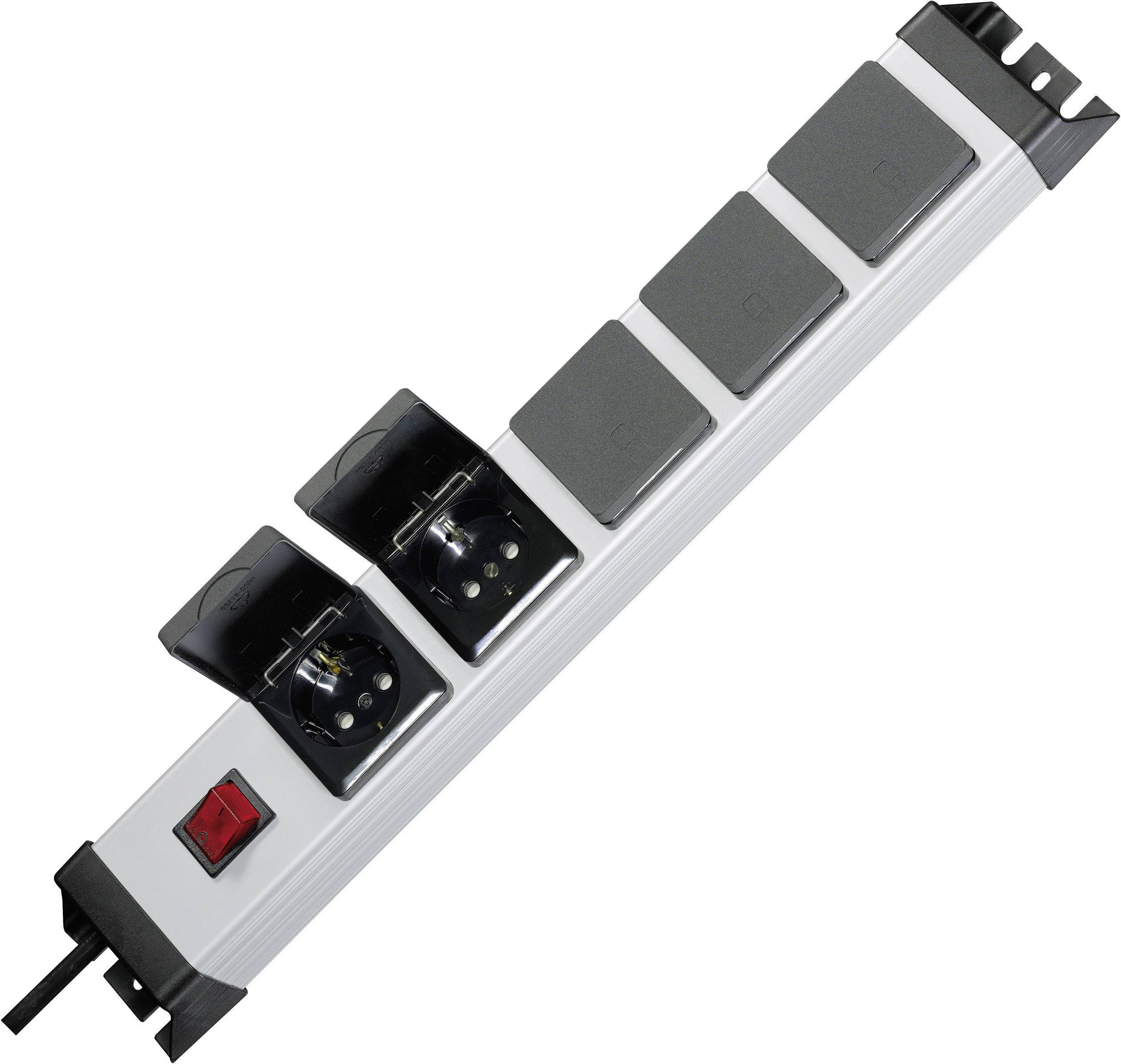 Kopp 227320017 razdelnik - produzni kabl 19'' 5x 1.40 m 230 V 3.680 W srebrna, crna sa prekidacem