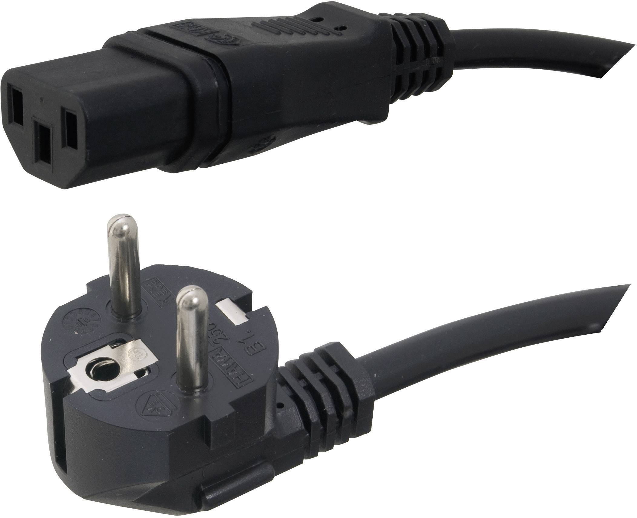 HAWA 1008232 Prikljucni kabl za hladne uredjaje 10 A 2.50 m H05VV-F 3G 1 mm2 250 V Schuko utikac - IEC crna