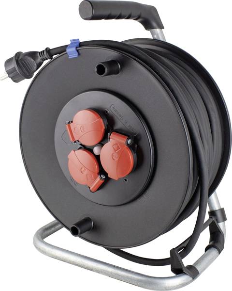 AS Schwabe 10135 Kablovski bubanj 50 m H05RR-F 3G 1,5 mm2 IP44 3 uticnice Schuko utikac - Schuko utikac crna