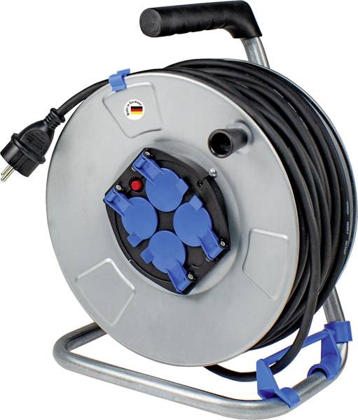 AS Schwabe 10411 Kablovski bubanj 25 m H05RR-F 3G 1,5 mm2 IP20 4 uticnice Schuko utikac - Schuko utikac srebrna