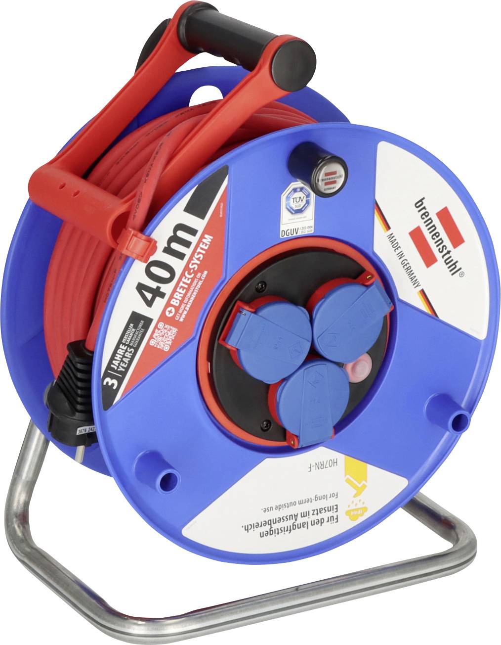 Brennenstuhl 1208930 Kablovski bubanj 40 m IP44 3 uticnice Schuko utikac - Schuko utikac plava