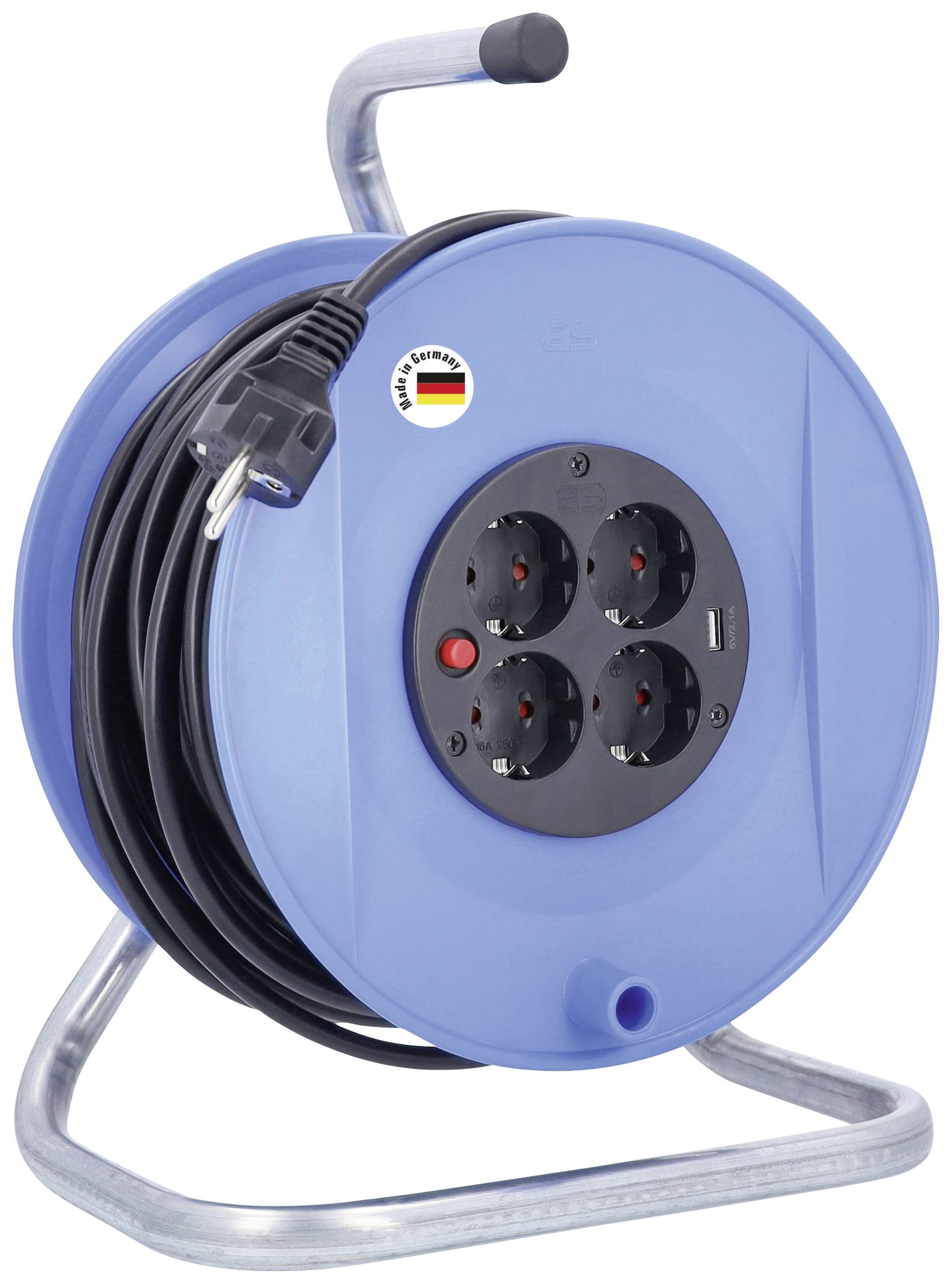 AS Schwabe 11151 Kablovski bubanj 50 m H05VV-F 3G 1,5 mm2 IP20 4 uticnice Schuko utikac - Schuko utikac plava