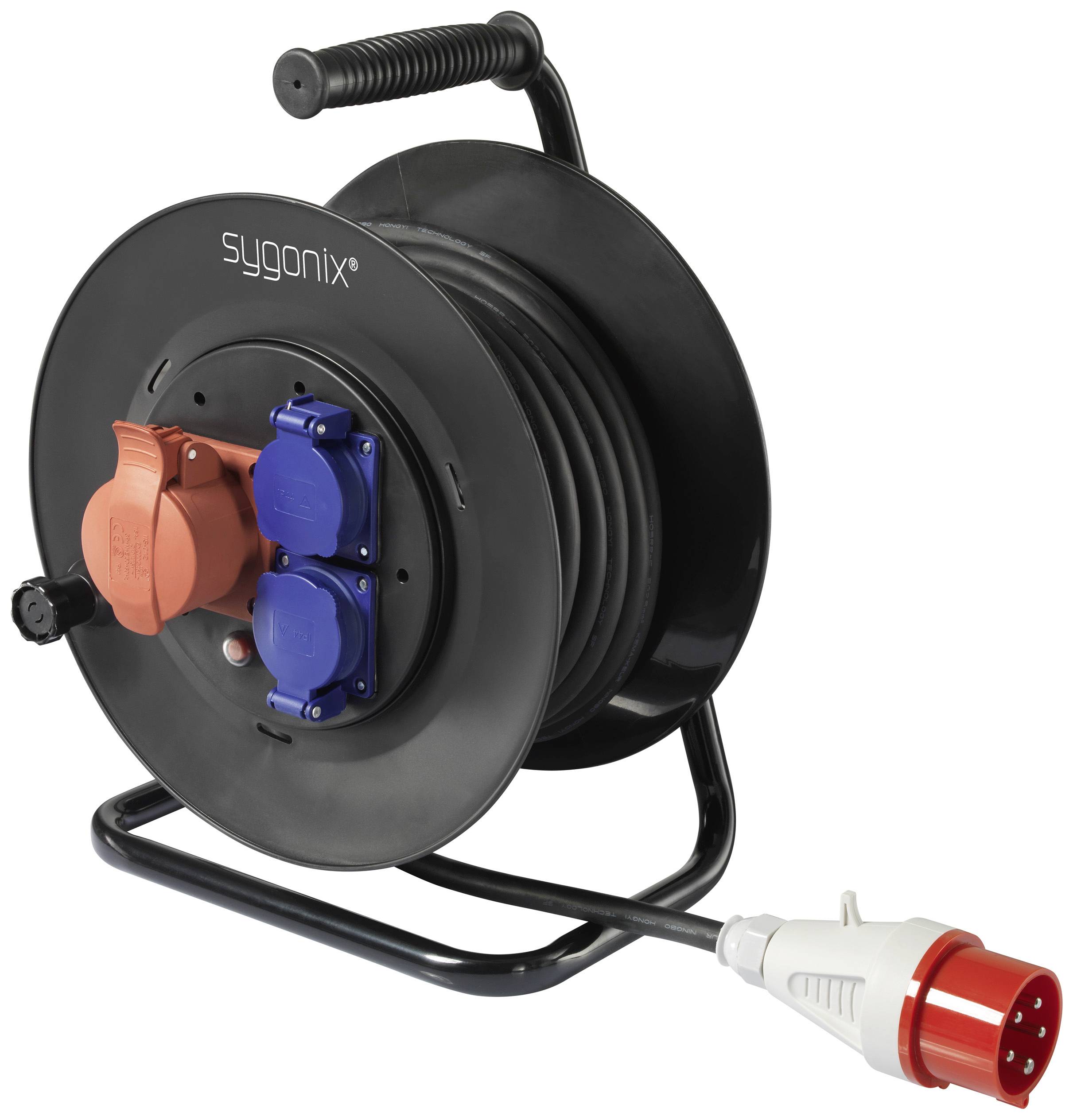 Sygonix SY-5806894 Kablovski bubanj 16 A 25 m H05RR-F 5G 2,5 mm2 3 uticnice CEE utikac 16 A 5P - CEE spojnica 16 A 5P crna za spoljasnju upotrebu