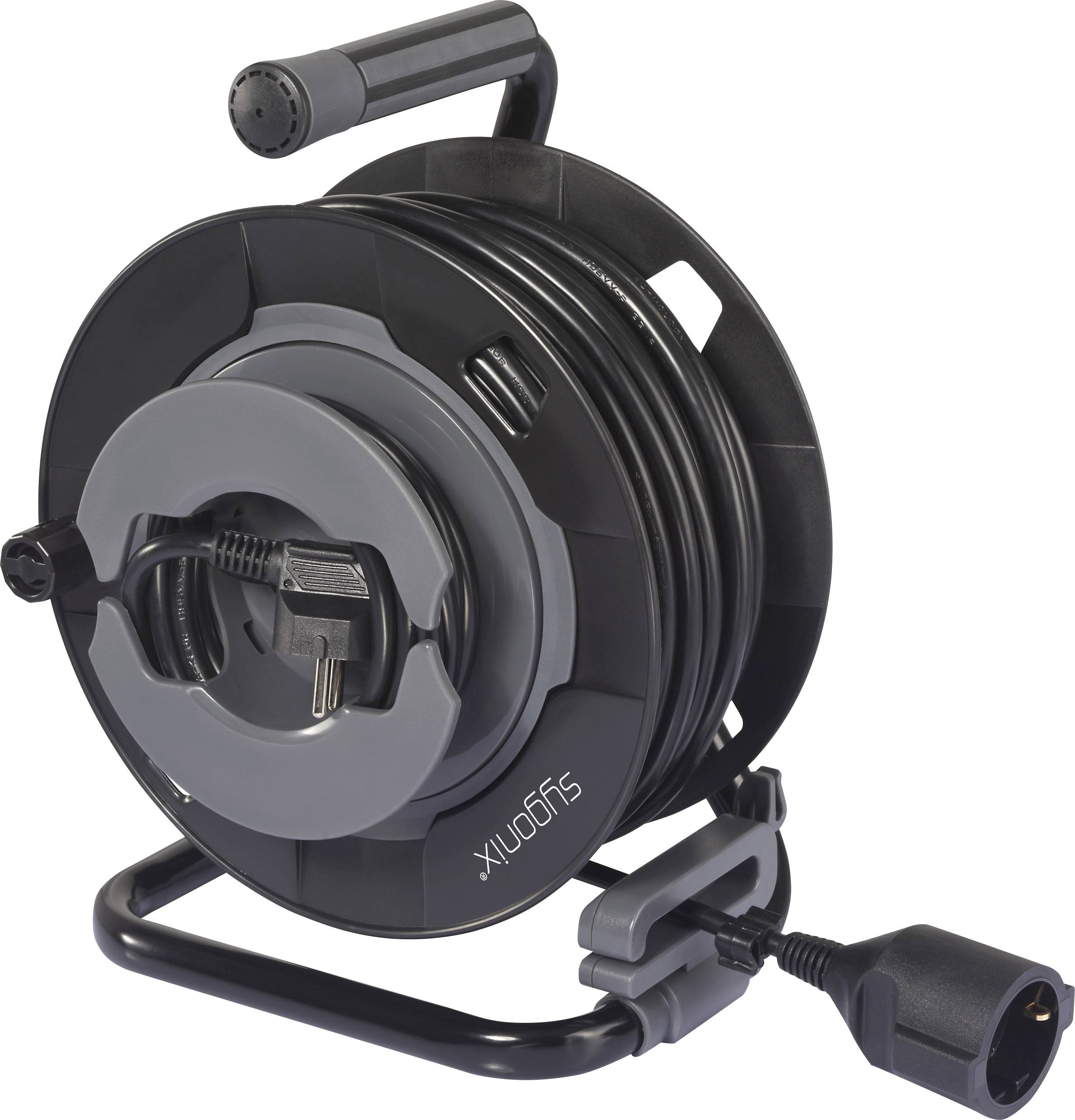 Sygonix SY-6618486 Kablovski bubanj 30 m H05VV-F 3G 1,5 mm2 1 uticnica Schuko utikac - Schuko utikac crna, siva
