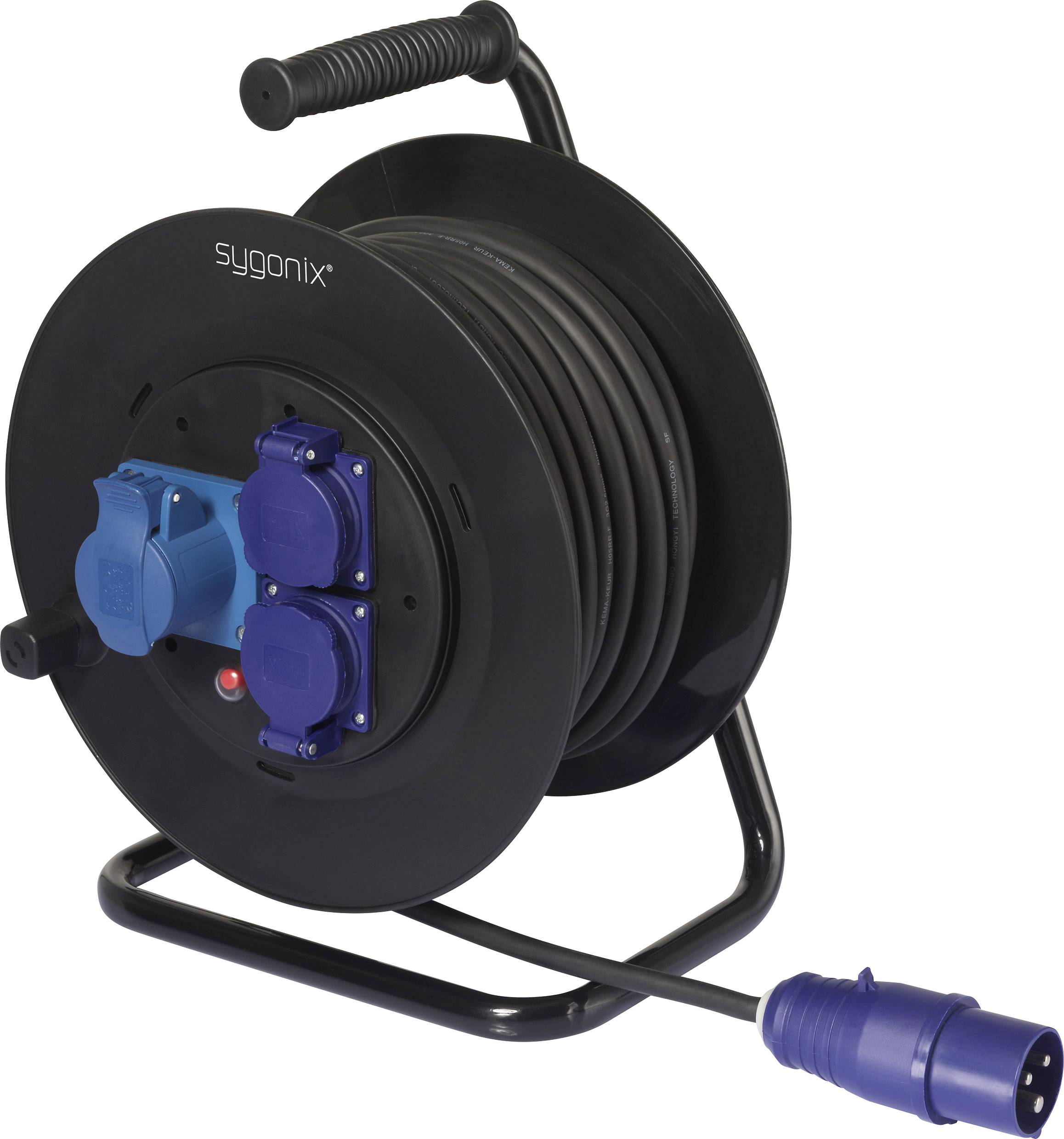 Sygonix SY-6618488 Kablovski bubanj 16 A 30 m H05RR-F 3G 2,5 mm2 IP44 3 uticnice CEE utikac 16 A 3P - CEE utikac 16 A 3P crna