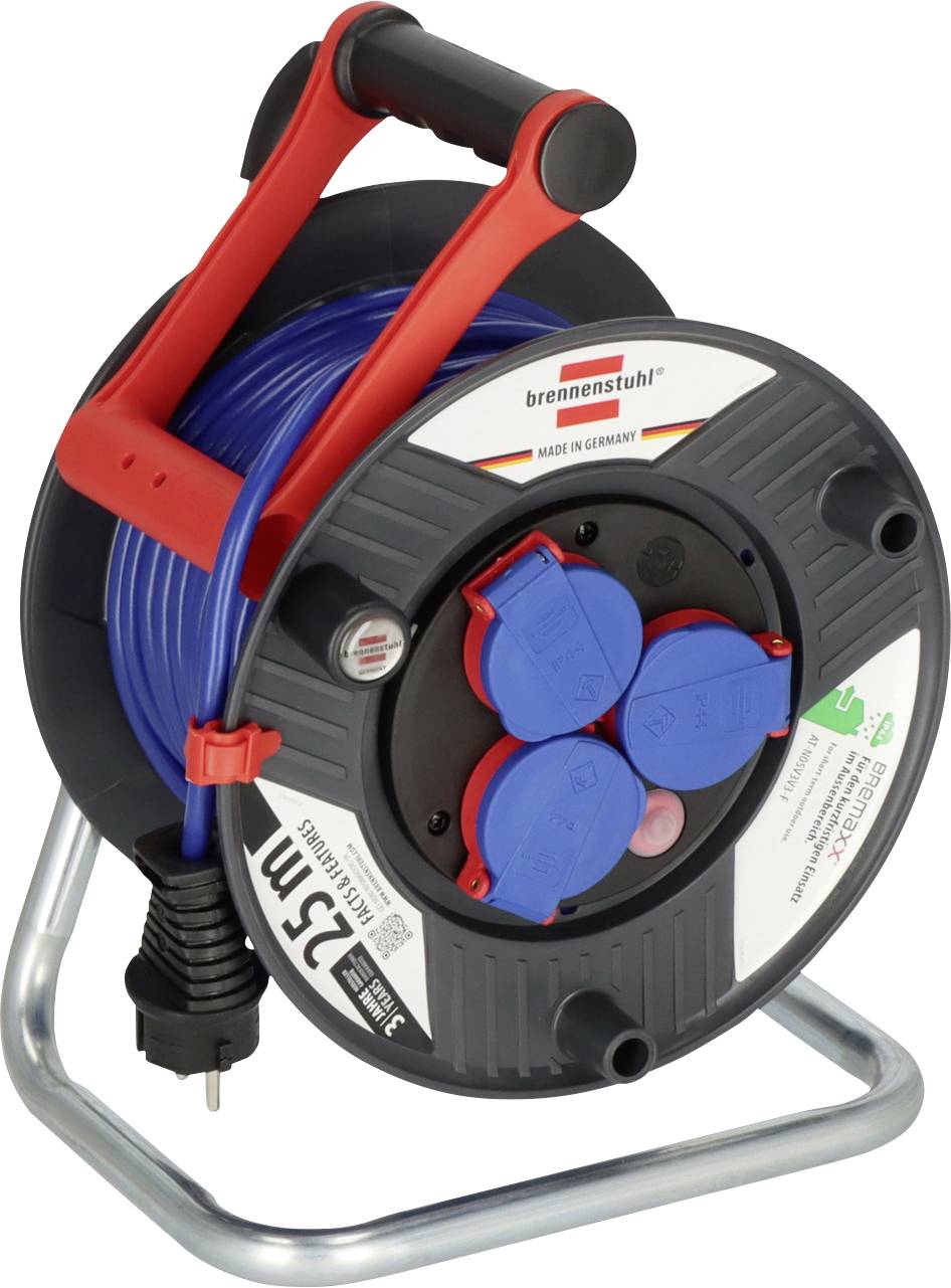 Brennenstuhl 25 Kablovski bubanj 25 m N05V3V3-F 3G1,5 mm2 230 V/50 Hz 3 uticnice Schuko utikac - Schuko uticnica plava, crna