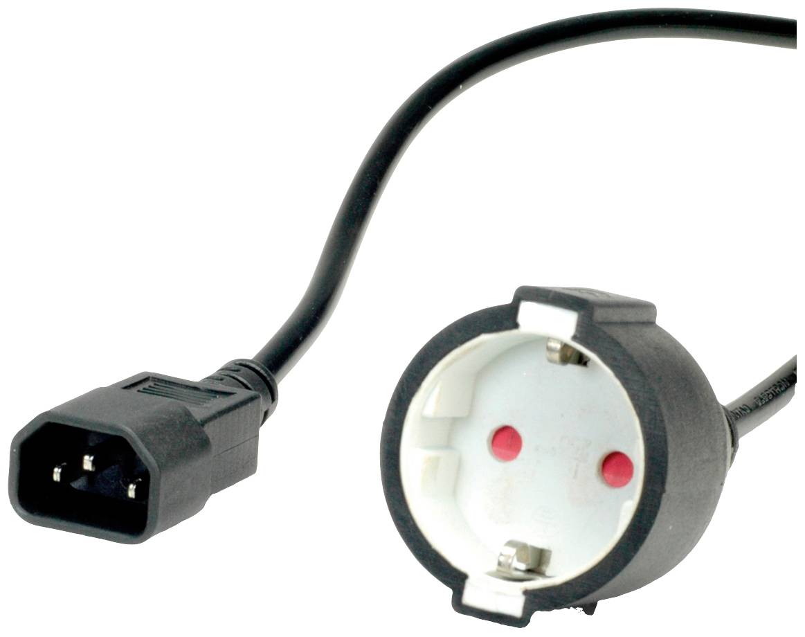 Value Adapterski kabl 10 A 0.30 m 250 V/AC IEC - Schuko uticnica crna
