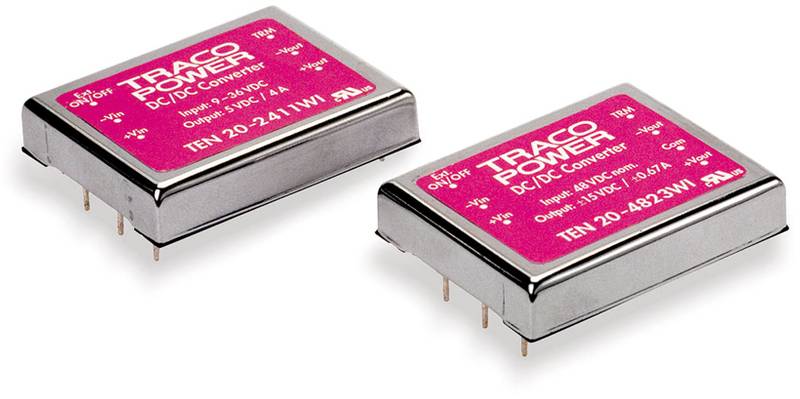 TracoPower TEN 20-2422WI DC/DC napajanje - ispravljač za štampanu ploču 24 V/DC 12 V/DC, -12 V/DC 835 mA 20 W Broj izlaza: 2 x.