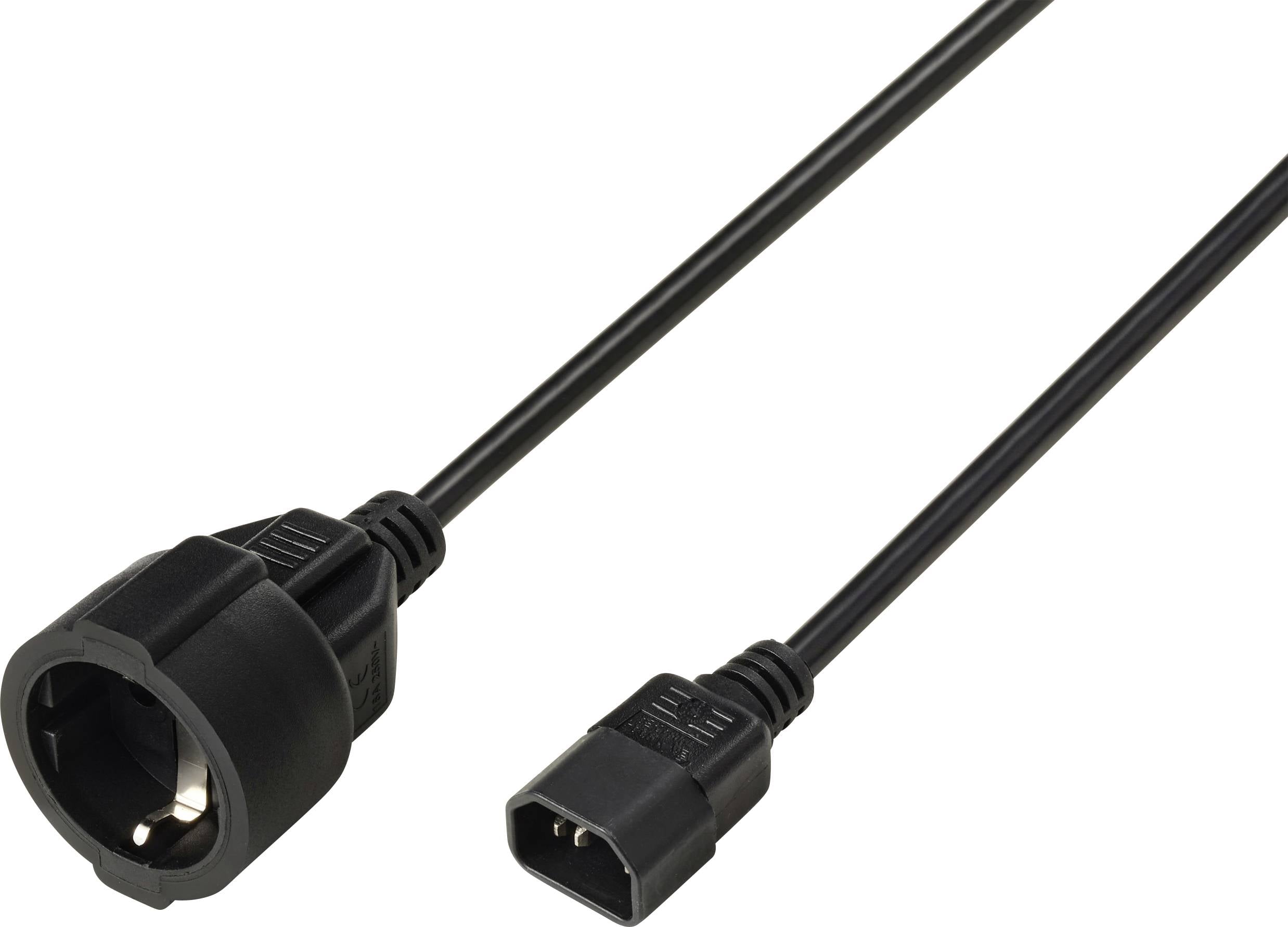 Sygonix SY-7154200 Prikljucni kabl 10 A 0.30 m H05VV-F 3G 1,5 mm2 250 V/AC IEC - Schuko utikac crna
