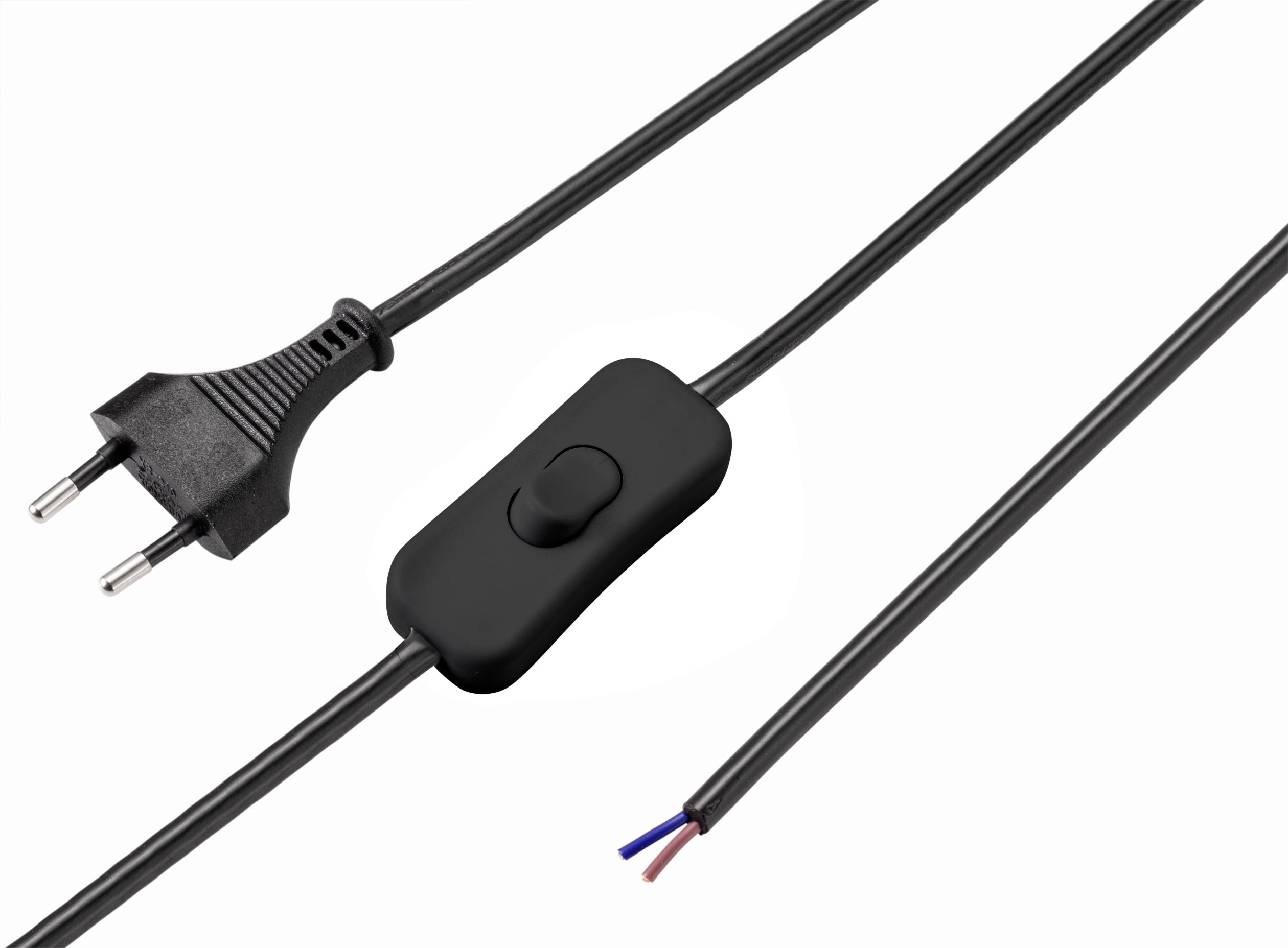 Sygonix SY-5044224 Napojni kabl 2.5 A 1.50 m H03VVH2-F 2X 0,75 mm2 230 V Euro utikac crna