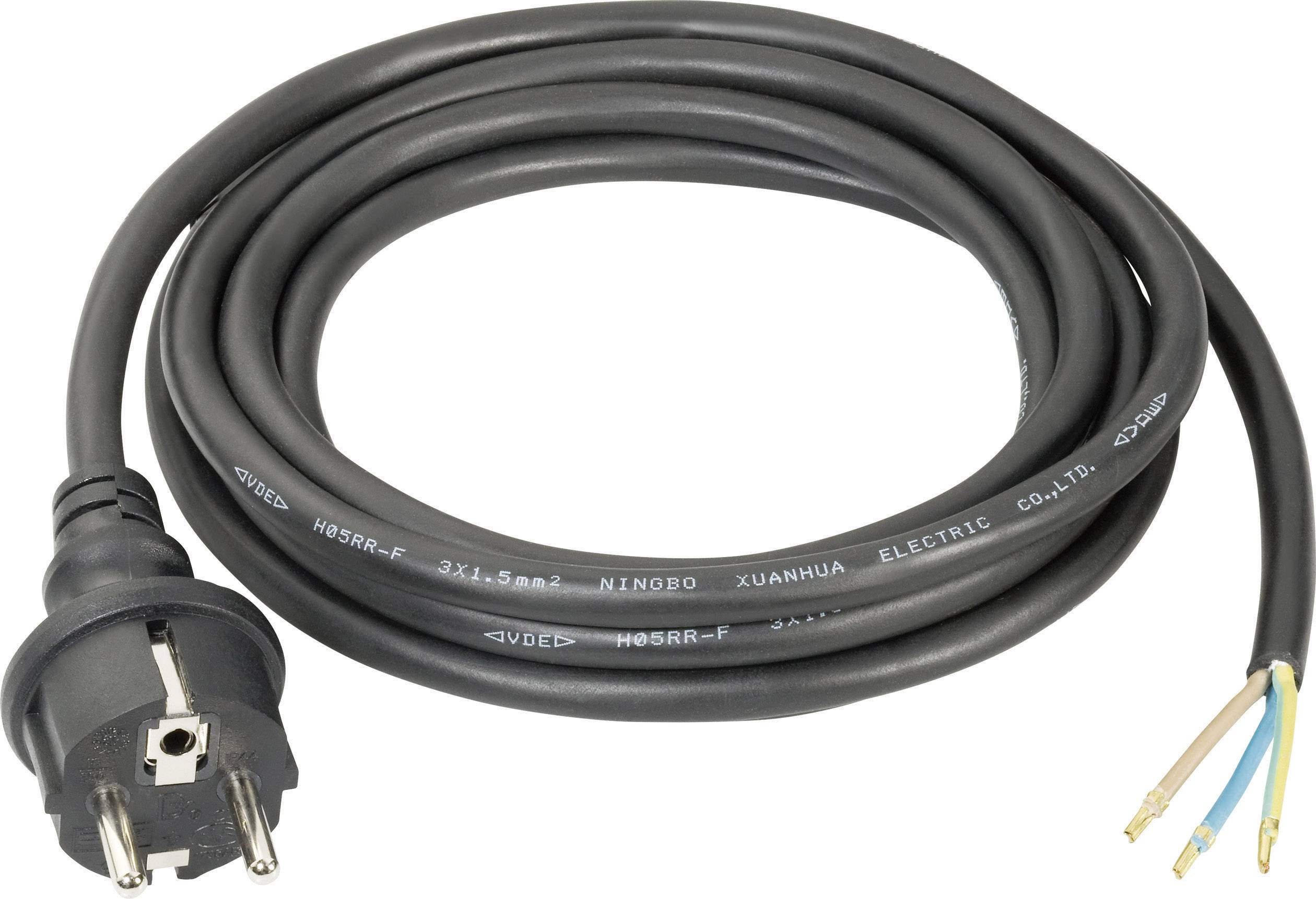 Sygonix SY-5045576 Prikljucni kabl 3 m H05RR-F 3G 1,5 mm2 Schuko utikac crna