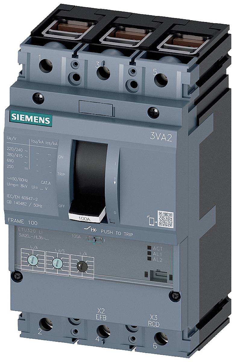 Siemens 3VA2010-6HL36-0AA0 automatski prekidač 3 pol. 100 A