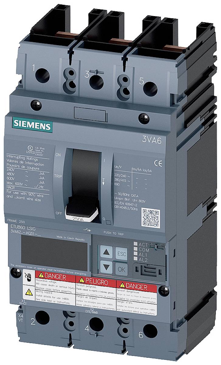 Siemens 3VA6225-6KQ31-2AA0 automatski prekidač 3 pol. 250 A