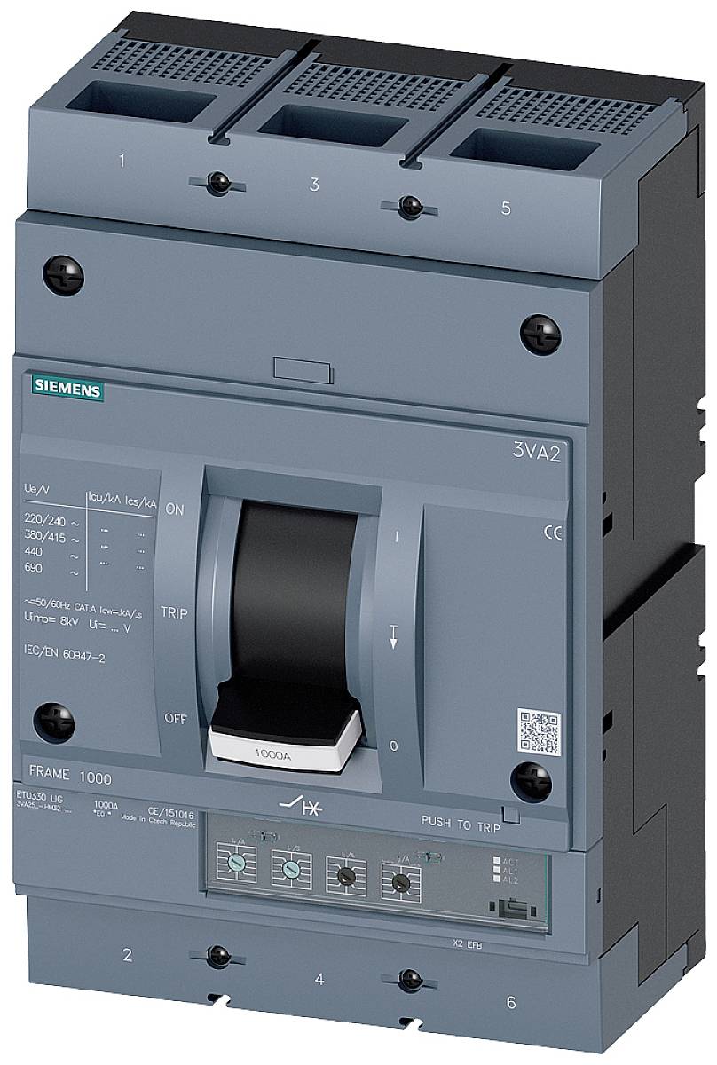 Siemens 3VA2510-7HM32-0AA0 automatski prekidač 3 pol. 1000 A