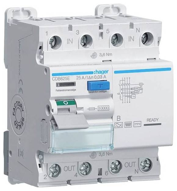 Hager FID zastitni prekidac CDB625E 25 A 230 V 400 V