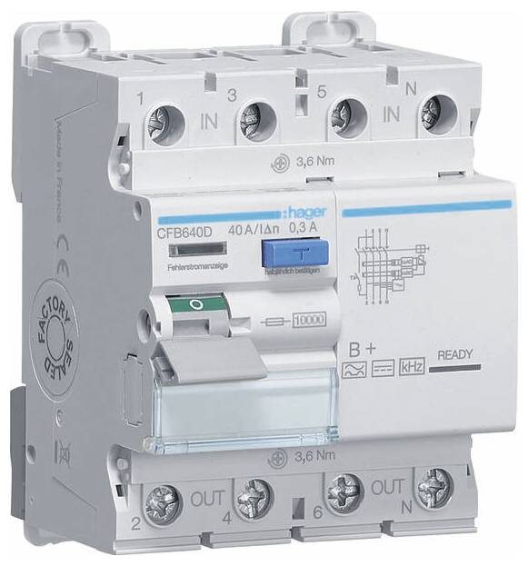 Hager FID zastitni prekidac 230/400V 4-polni tip B 10 kA 40 A 300 mA 400 V 230 V