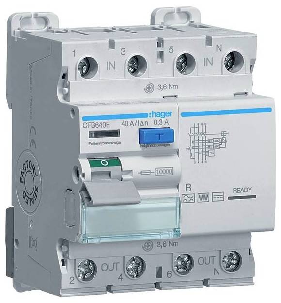 Hager FID zastitni prekidac CFB640E 40 A 230 V 400 V