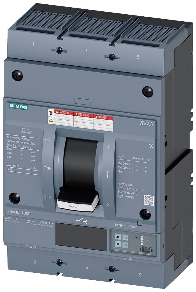 Siemens 3VA6560-5JP36-2AA0 automatski prekidač 3 pol. 600 A