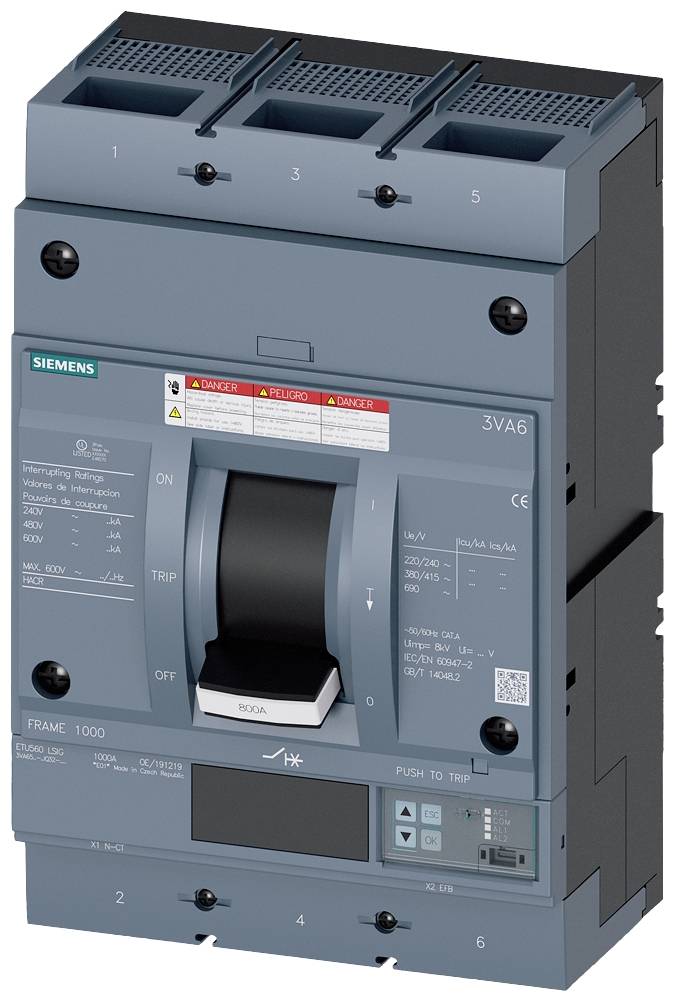 Siemens 3VA6580-7JQ32-2AA0 automatski prekidač 3 pol. 800 A