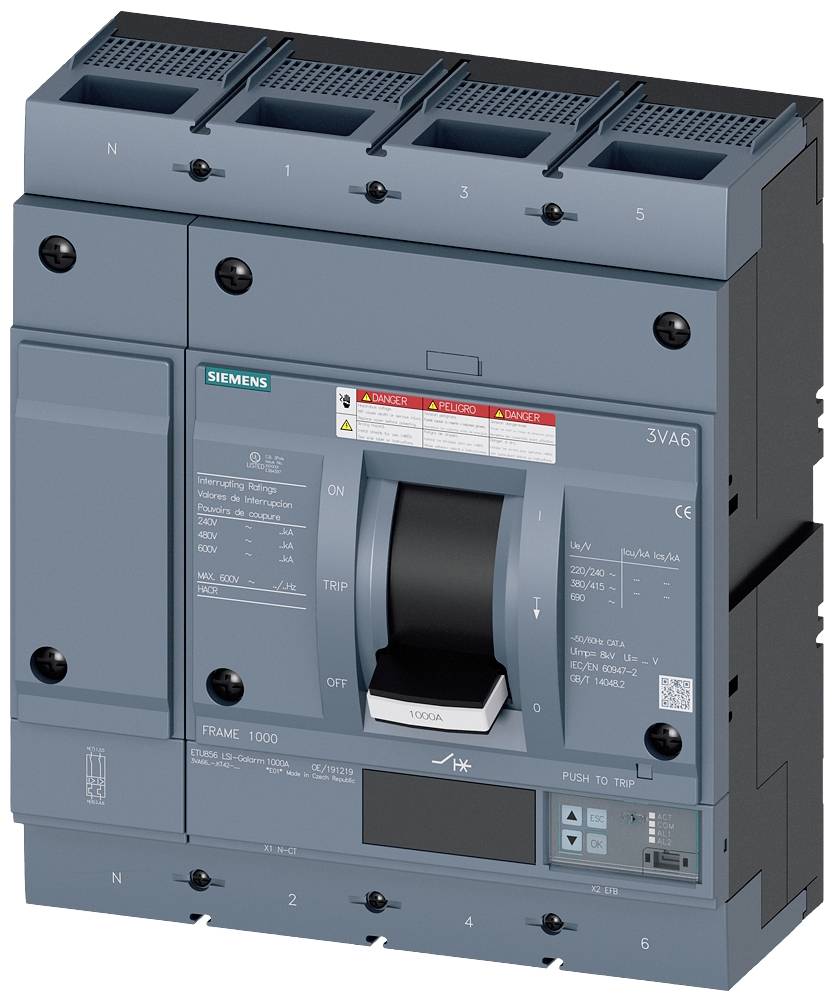 Siemens 3VA6610-5KT42-0AA0 automatski prekidač 4 pol. 1000 A