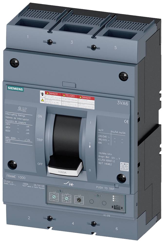 Siemens 3VA6610-6HL32-0AA0 automatski prekidač 3 pol. 1000 A