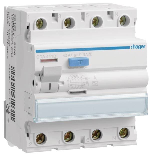 Hager FID zastitni prekidac CDA441D 4-polni 40 A 0.03 A 110 V