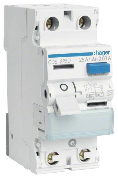 Hager FID zastitni prekidac CDS225D 2-polni tip A 6 kA 25 A 30 mA 0.03 A 230 V