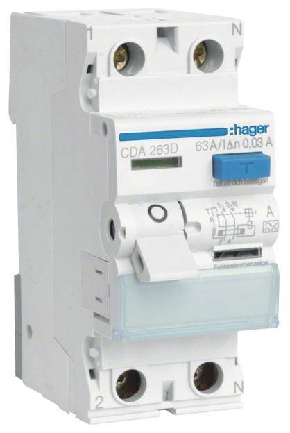 Hager FID zastitni prekidac CDA263D 2-polni 63 A 0.03 A 230 V
