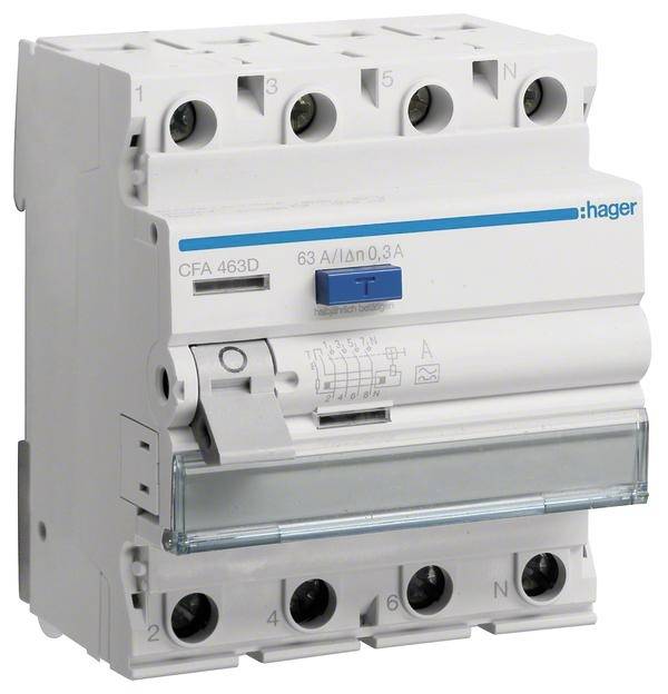 Hager FID zastitni prekidac CFA463D 4-polni 63 A 0.3 A 400 V