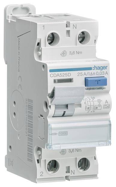 Hager FID zastitni prekidac CDA525D 2-polni 25 A 0.03 A 230 V
