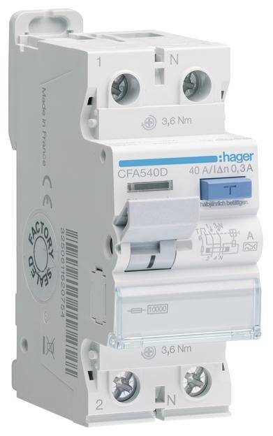 Hager FID zastitni prekidac CFA540D 2-polni 40 A 0.3 A 230 V