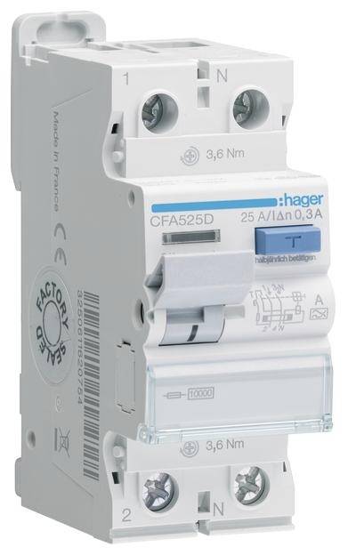 Hager FID zastitni prekidac CFA525D 2-polni 25 A 0.3 A 230 V