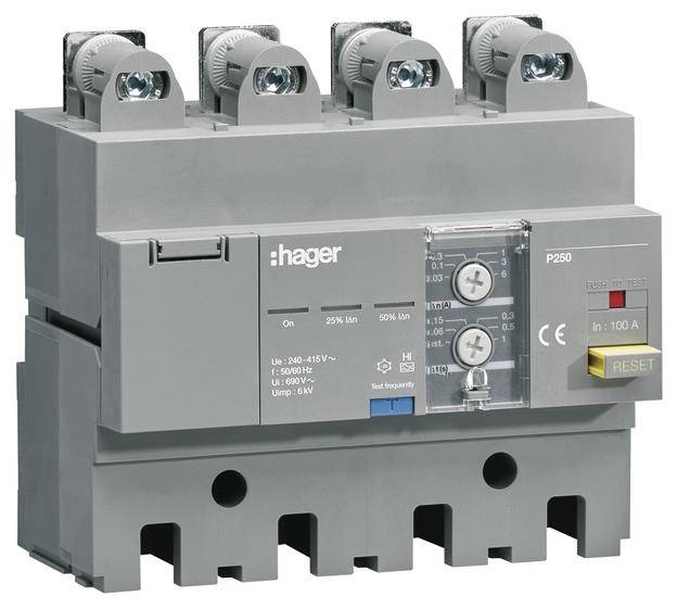Hager FID zastitni prekidac HBT100H 4-polni 100 A 30 mA 6 A 220 V 415 V