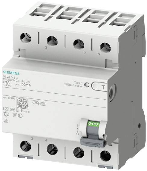 Siemens FID zastitni prekidac 5SV3646-5KK14 4-polni tip B 63 A 300 mA 400 V