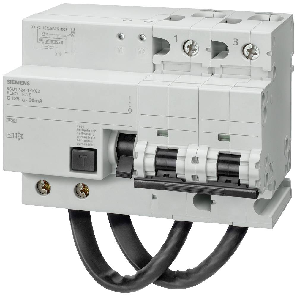 Siemens FID/LS automatski zastitni prekidac 5SU16246WK82 tip A B karakteristika 10 kA 300 mA 125 A 0.3 A 230 V