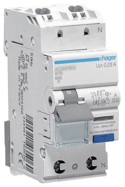 Hager FID/LS automatski zastitni prekidac ADS960D 2-polni 10 A 0.03 A 240 V