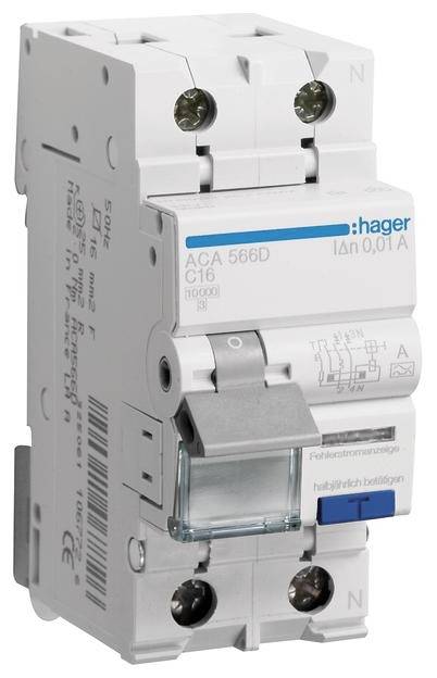 Hager FID/LS automatski zastitni prekidac ACA566D 2-polni 16 A 0.01 A 240 V