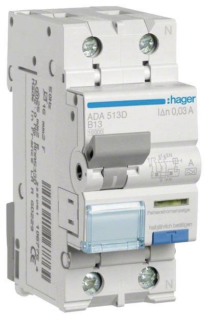 Hager FID/LS automatski zastitni prekidac ADA513D 2-polni 13 A 0.03 A 240 V