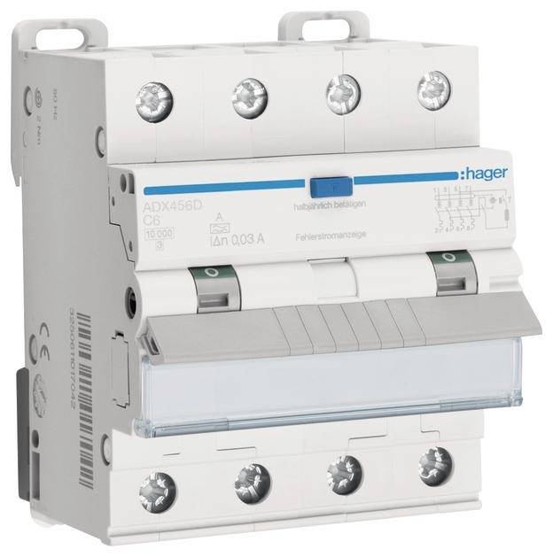 Hager FID/LS automatski zastitni prekidac ADX456D 4-polni 6 A 0.03 A 400 V